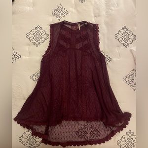 Free People Lace Tank Tunic in Dark Purple/Plum Size Large